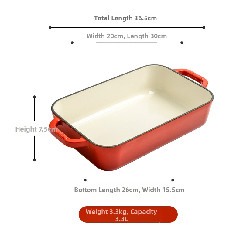 Väike õnn malmist emailpott binaural küpsetatud riisi küpsetusplaat ahjus küpsetamiseks lääne plaat grill grillitud kala steigi praeplaat