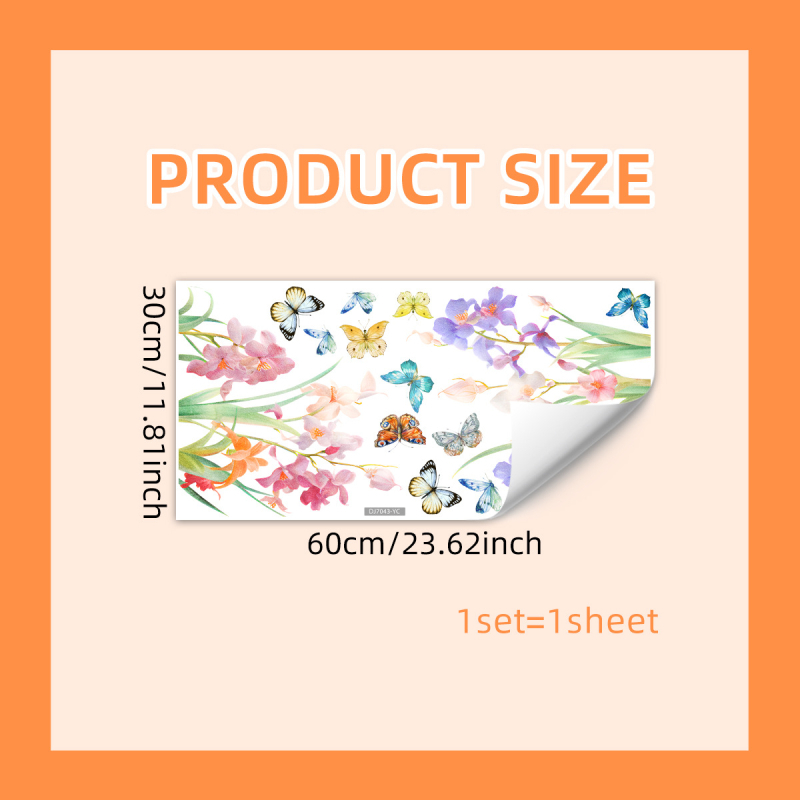 DJ7043-44 įvairūs gėlių lipdukai langams, tulpės, drugeliai, laumžirgiai, dekoratyviniai stiklo lipdukai, elektrostatiniai lipdukai, nuimami