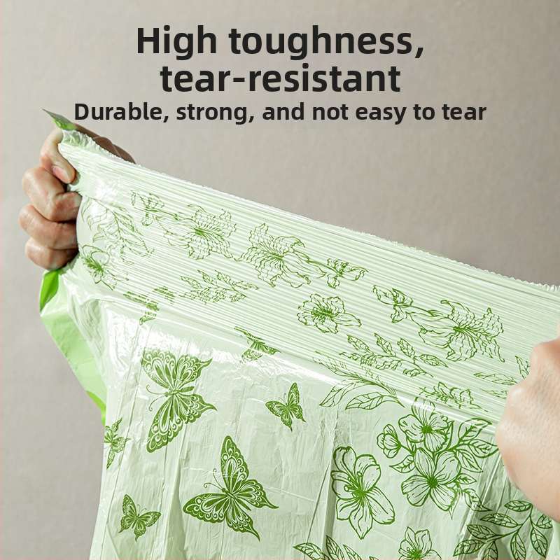 Чували за боклук от див див пелин, 100 броя, тип домакински с връзки, торби за боклук без разкъсване, удебелени и не се късат лесно, торби за боклук с връзки