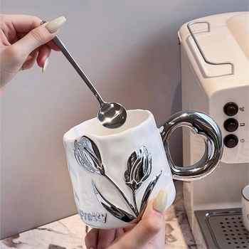 Чаша за кафе Tulip, висок клас, изящна керамична чаша за двойка, домакинска чаша за вода, 2024, нова дамска, с висока стойност