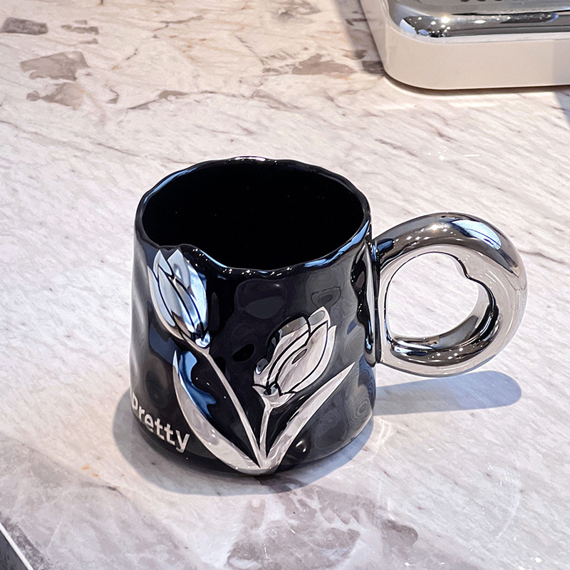 Чаша за кафе Tulip, висок клас, изящна керамична чаша за двойка, домакинска чаша за вода, 2024, нова дамска, с висока стойност