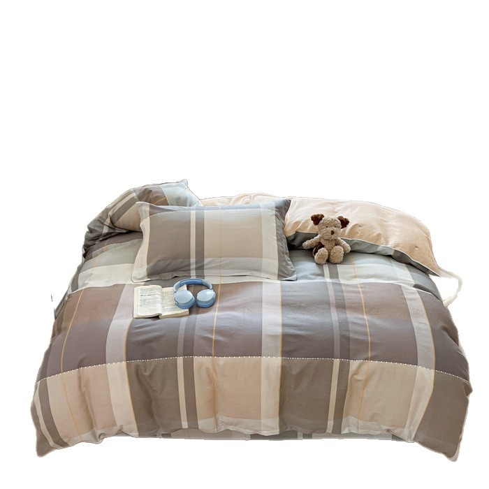 Šviežia 60 medvilnės keturių dalių medvilninė trijų dalių patalynė, nauja „Four Seasons“ didelio tankio paklodė su guma, skirta studentų bendrabučiui.