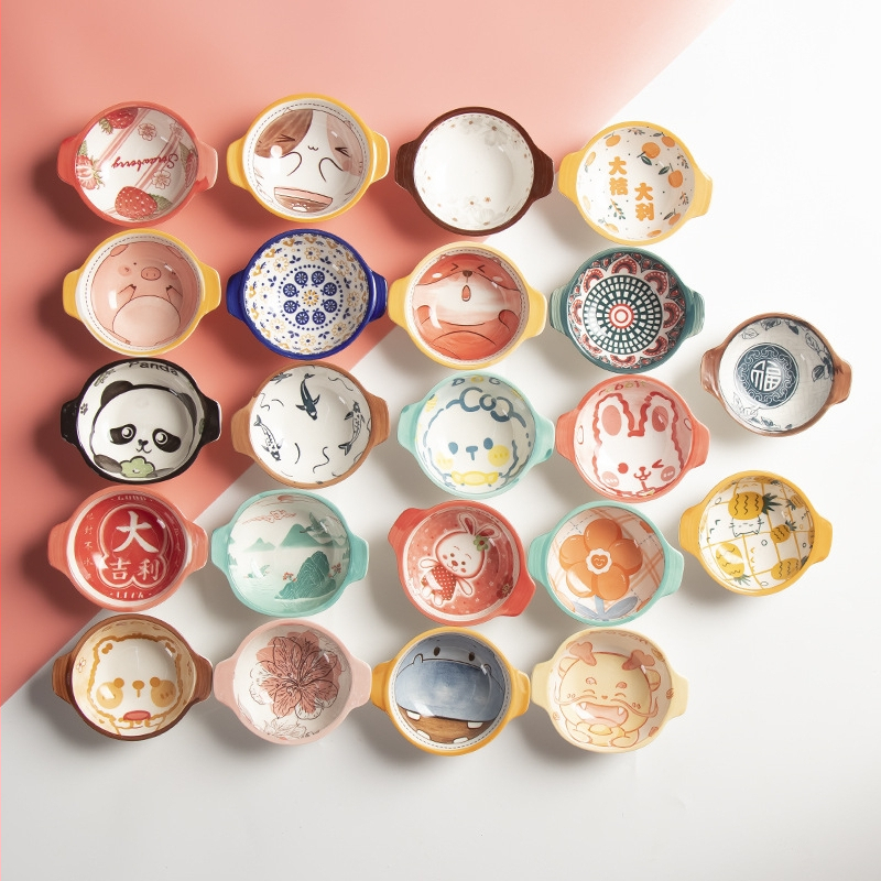 Japoniško bohemiško stiliaus etninio stiliaus rankomis dažyti po glazūra spalvoti užkandžių indai, kūrybiško rašto, interneto šventės padažo indas