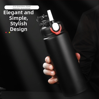 Θερμός μεγάλης χωρητικότητας από ανοξείδωτο ατσάλι 316, φορητό ποτήρι νερού για άνδρες και γυναίκες, για αθλητικές δραστηριότητες, εξωτερικούς χώρους με καλαμάκι