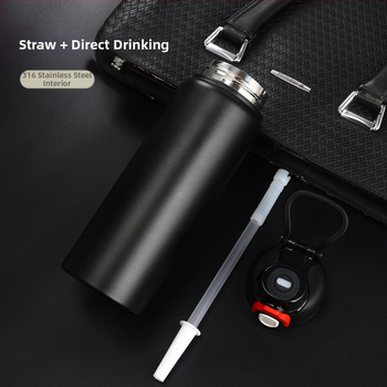 Θερμός μεγάλης χωρητικότητας από ανοξείδωτο ατσάλι 316, φορητό ποτήρι νερού για άνδρες και γυναίκες, για αθλητικές δραστηριότητες, εξωτερικούς χώρους με καλαμάκι