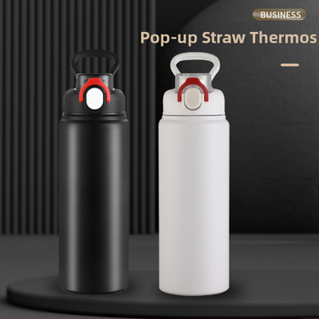 Θερμός μεγάλης χωρητικότητας από ανοξείδωτο ατσάλι 316, φορητό ποτήρι νερού για άνδρες και γυναίκες, για αθλητικές δραστηριότητες, εξωτερικούς χώρους με καλαμάκι