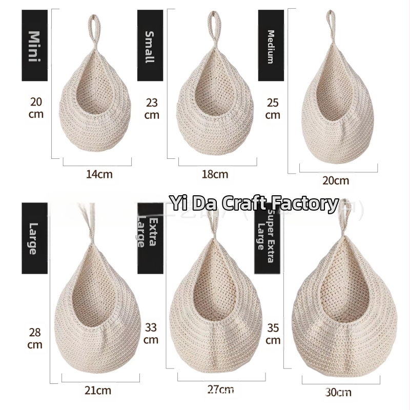 Διασυνοριακό νέο χειροποίητο πλέγμα για τη φωλιά πουλιών Χειροποίητο βαμβακερό σχοινί Πλεκτό πλέγμα φρούτων Αποθήκευση Αποθήκευση