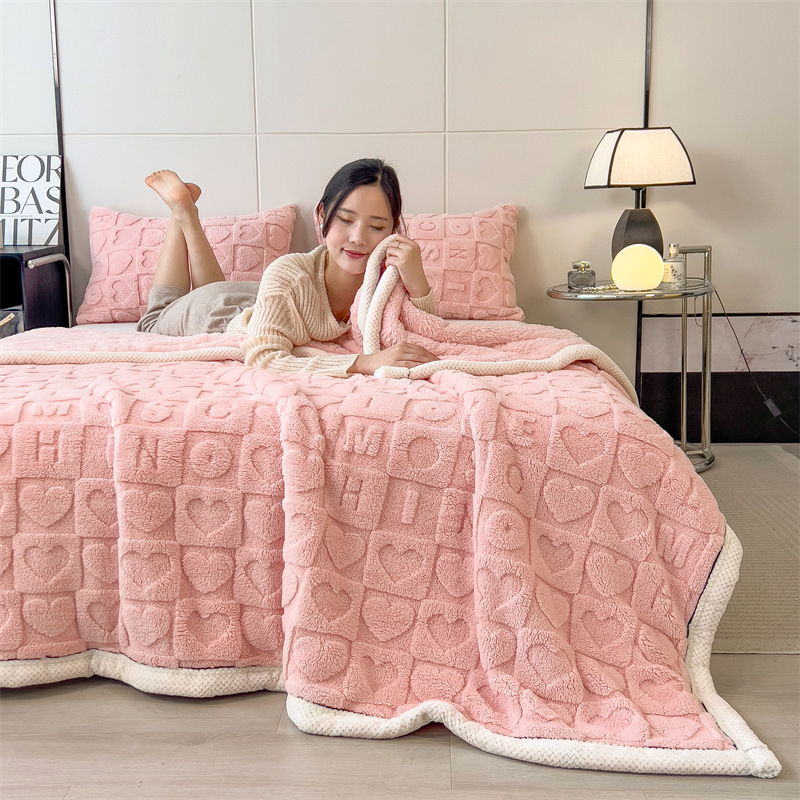 Paksendatud taff-fliisist tekk, kontorirätik, uinakutekki, diivanitekki, korallivärvi piimfliisist soe konditsioneeriga tekk