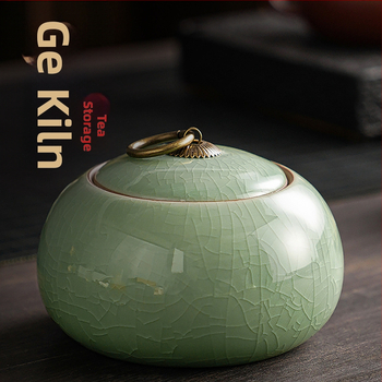 Ge kemence teaüveg lezárt üveg kerámia kis hordozható celadon tea Pu'er tárolóedény háztartási nagykereskedelem