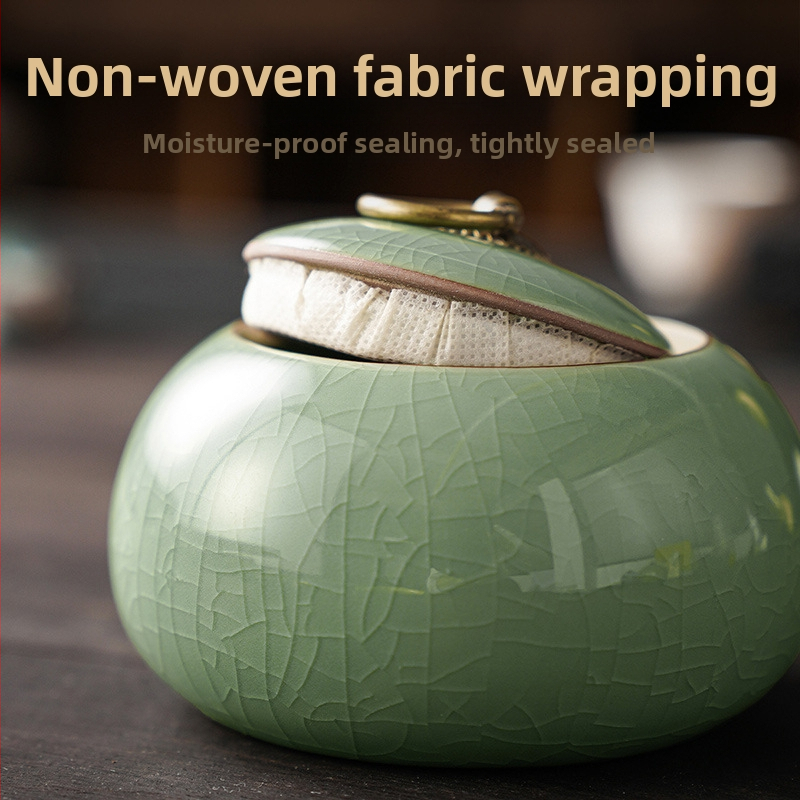 Керамичен буркан за чай Ge Kiln, запечатан буркан, малък преносим чай Celadon, Pu'er, буркан за съхранение на домакински продукти на едро