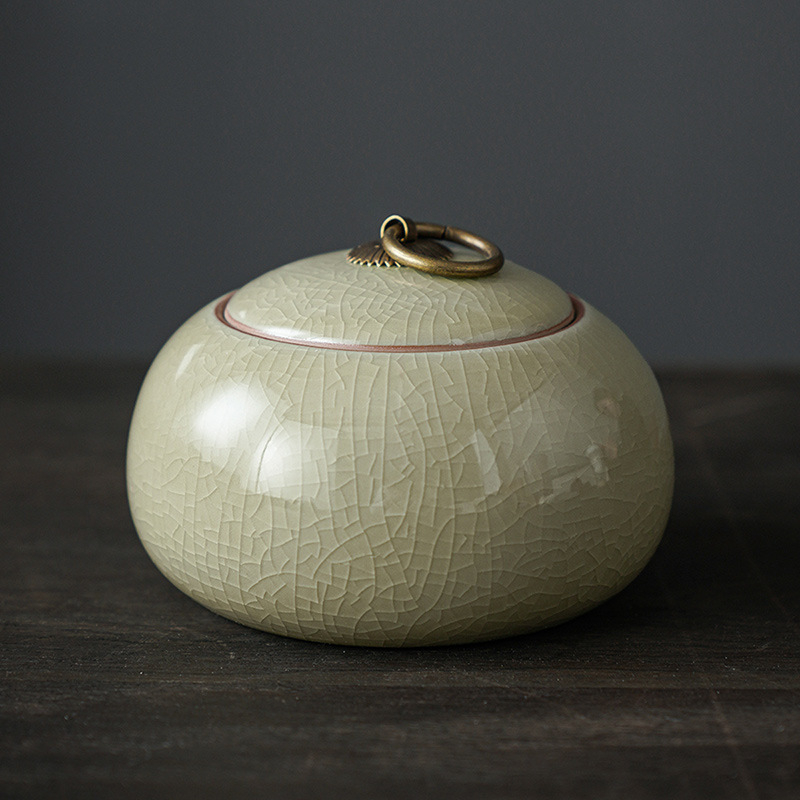 Ge kemence teaüveg lezárt üveg kerámia kis hordozható celadon tea Pu'er tárolóedény háztartási nagykereskedelem