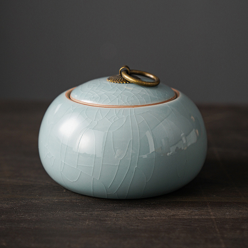Ge kemence teaüveg lezárt üveg kerámia kis hordozható celadon tea Pu'er tárolóedény háztartási nagykereskedelem