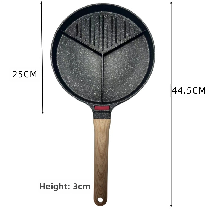 Kolm-ühes praepann, multifunktsionaalne praepann, praepann, mittenakkuva kattega praepann, omletipann, eraldatud praadiribad, mittenakkuva kattega praepann