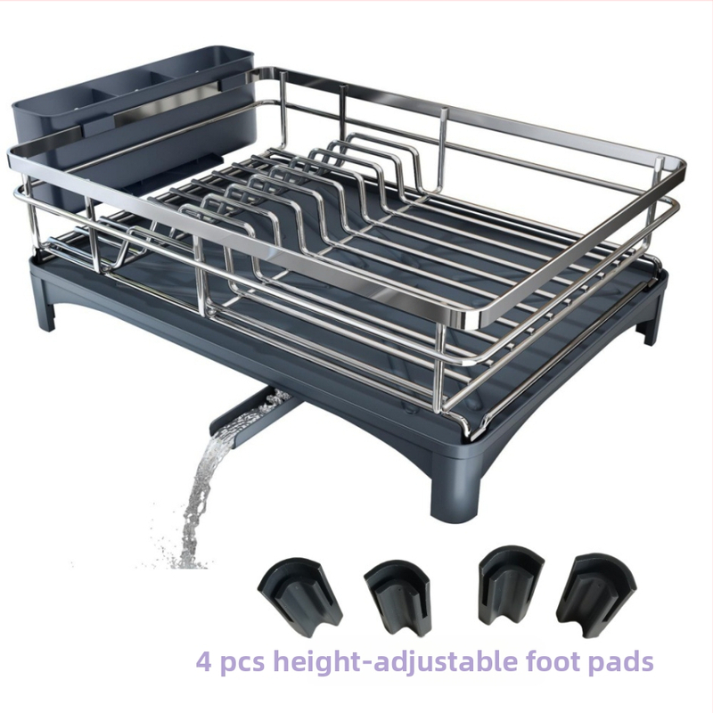 Virtuvės indų stovas, stalviršio stalo įrankiai, kriauklė, vakarienės lėkštės, lazdelių laikymo stovas, didelės talpos namų apyvokos reikmenų stovas, vieno sluoksnio kanalizacijos dubenėlių stovas