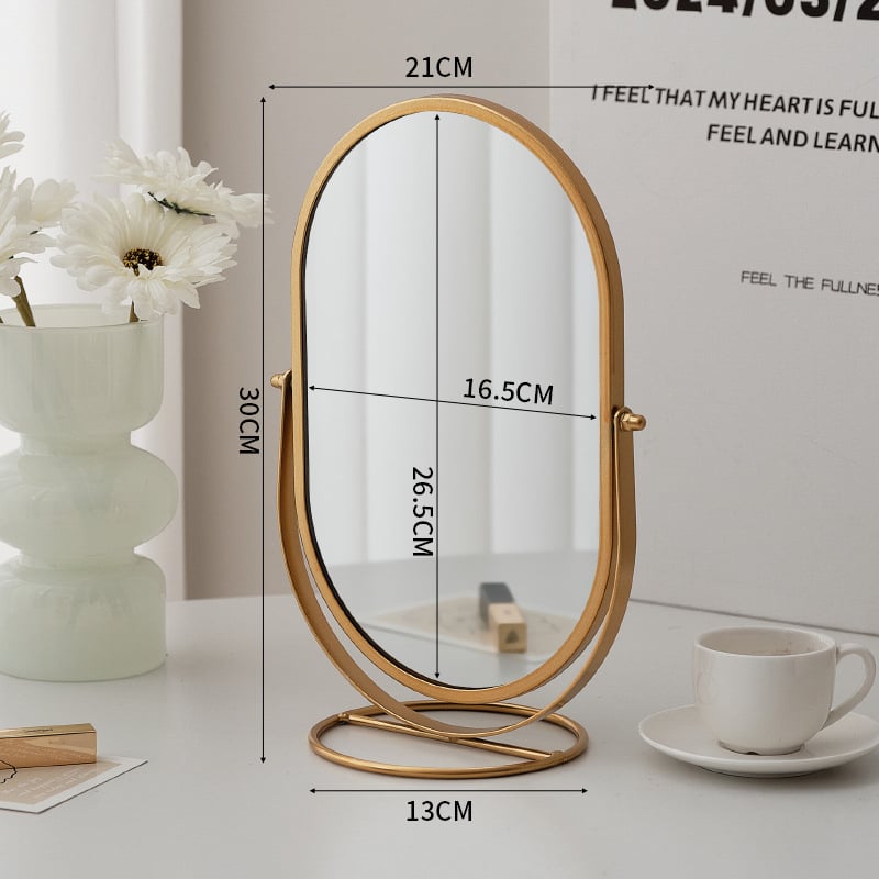 Sminktükör asztali hálószoba 360 fokban forgó ovális tükör kollégiumi öltözőtükör értékes iroda