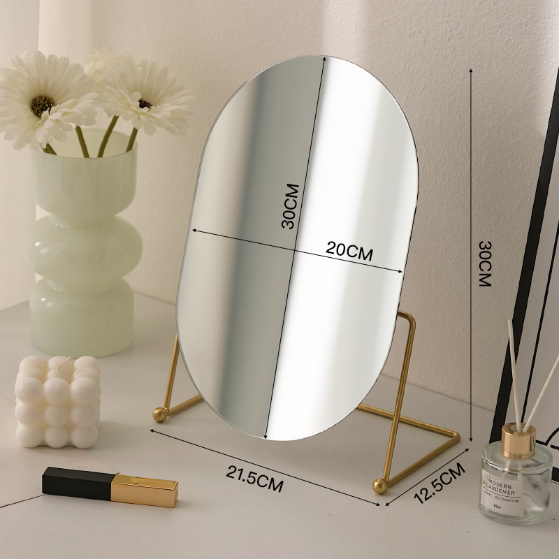 Sminktükör asztali hálószoba 360 fokban forgó ovális tükör kollégiumi öltözőtükör értékes iroda