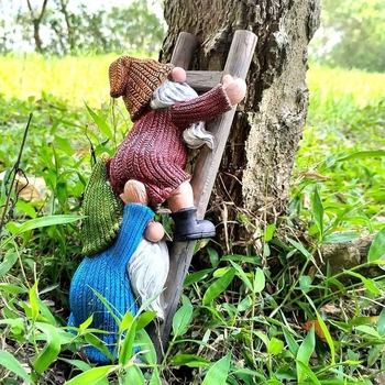 Tarpvalstybiniai nauji animaciniai laiptų laipiojimo nykštukai, baltos barzdos nykštukai, dervos amatų papuošalai, parduodami didmeninėje prekyboje