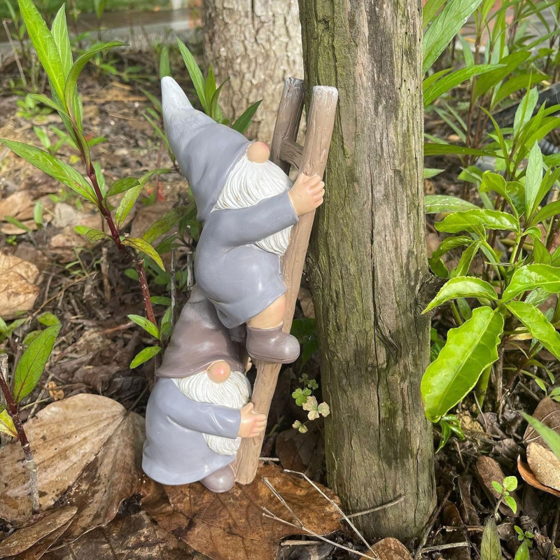 Tarpvalstybiniai nauji animaciniai laiptų laipiojimo nykštukai, baltos barzdos nykštukai, dervos amatų papuošalai, parduodami didmeninėje prekyboje