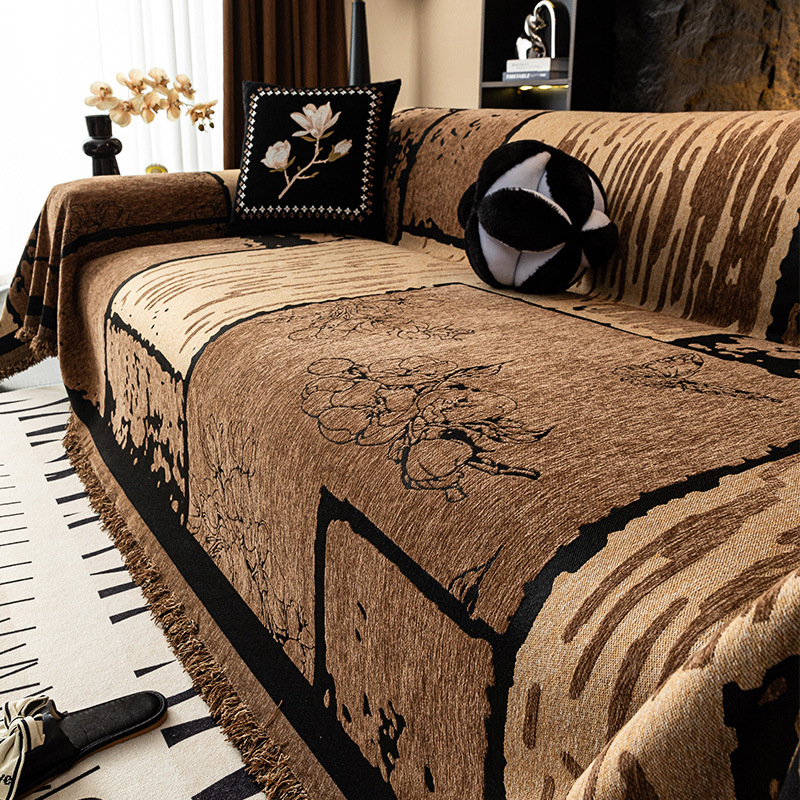 2025 нов плат за покривало за диван, универсален ретро античен диван, четири сезона, цялостно покривало за диван, одеяло за диван