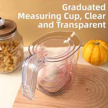 3 dalių plastikinis matavimo puodelis, didelio pralaidumo matavimo puodelis, 1000 ml / 500 ml / 250 ml, sudedamas matavimo puodelis, kepimo matavimo įrankis
