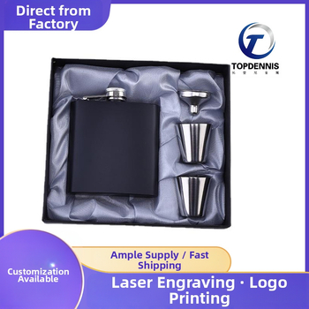 Gamykloje tiekiami purškiami matiniai juodi dažai, 6 uncijų nešiojamas lauko nerūdijančio plieno žarnos puodas, nešiojamas žarnos puodas, dovanų rinkinys