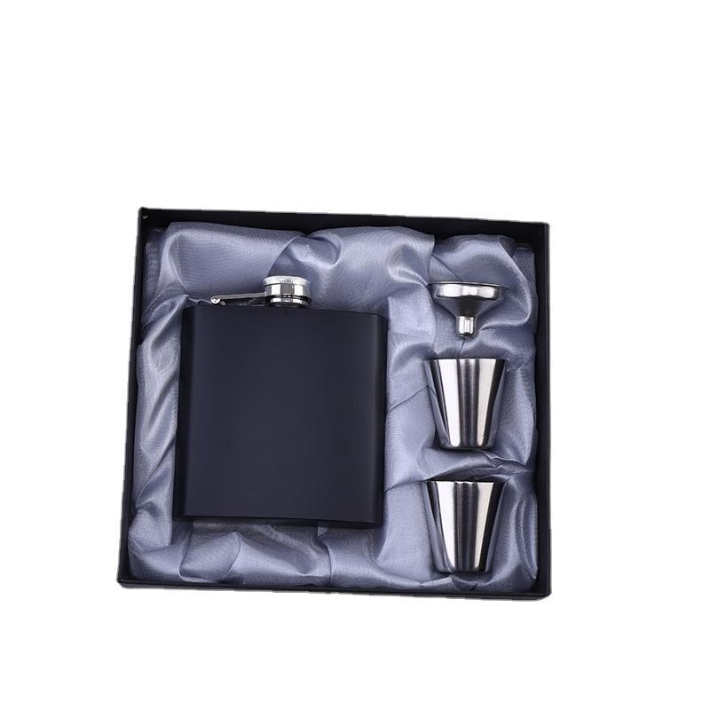 Gamykloje tiekiami purškiami matiniai juodi dažai, 6 uncijų nešiojamas lauko nerūdijančio plieno žarnos puodas, nešiojamas žarnos puodas, dovanų rinkinys