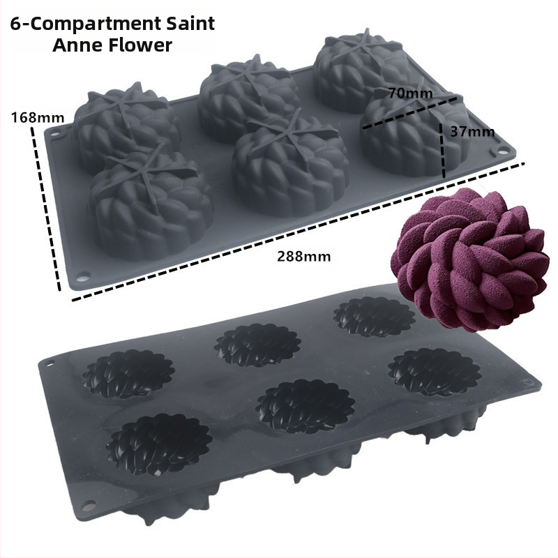 Shenhong White 6 Čak i Santa Anna cvijet torta silikonski kalup preljev površina pjeskarenje mousse DIY francuski desert pečenje