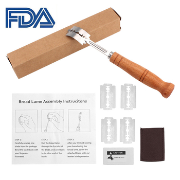 Nerūdijančio plieno duonos taisymo peiliai Kepimo įrankiai Medinė rankena Tešlos pjaustymo peilis Bagetės pjovimo peilis Duonos pjaustymo peilis