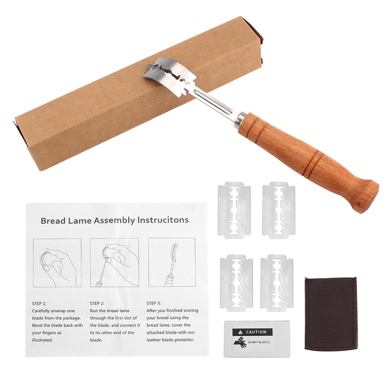 Nerūdijančio plieno duonos taisymo peiliai Kepimo įrankiai Medinė rankena Tešlos pjaustymo peilis Bagetės pjovimo peilis Duonos pjaustymo peilis