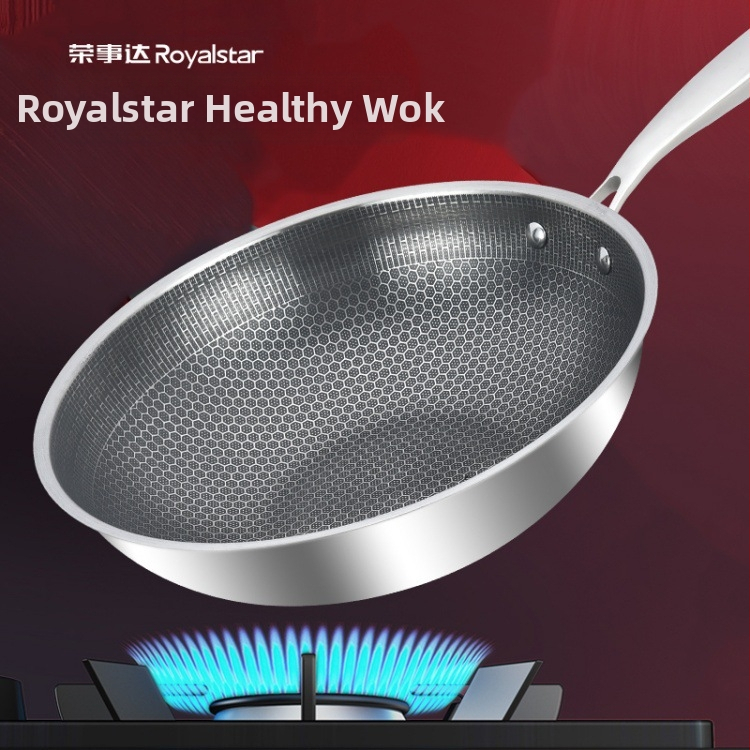 Zall roostevabast terasest nikerdatud kärgstruktuuriga mittenakkuva koduseks kasutamiseks mõeldud wok-elektromagnetiline gaasipliit universaalne tootja hulgimüük