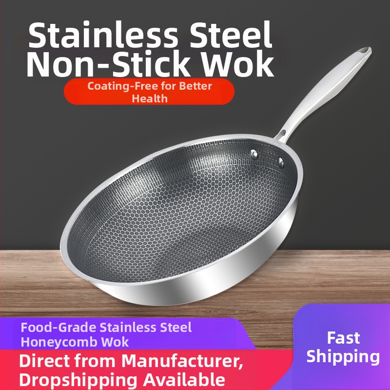 Zall roostevabast terasest nikerdatud kärgstruktuuriga mittenakkuva koduseks kasutamiseks mõeldud wok-elektromagnetiline gaasipliit universaalne tootja hulgimüük