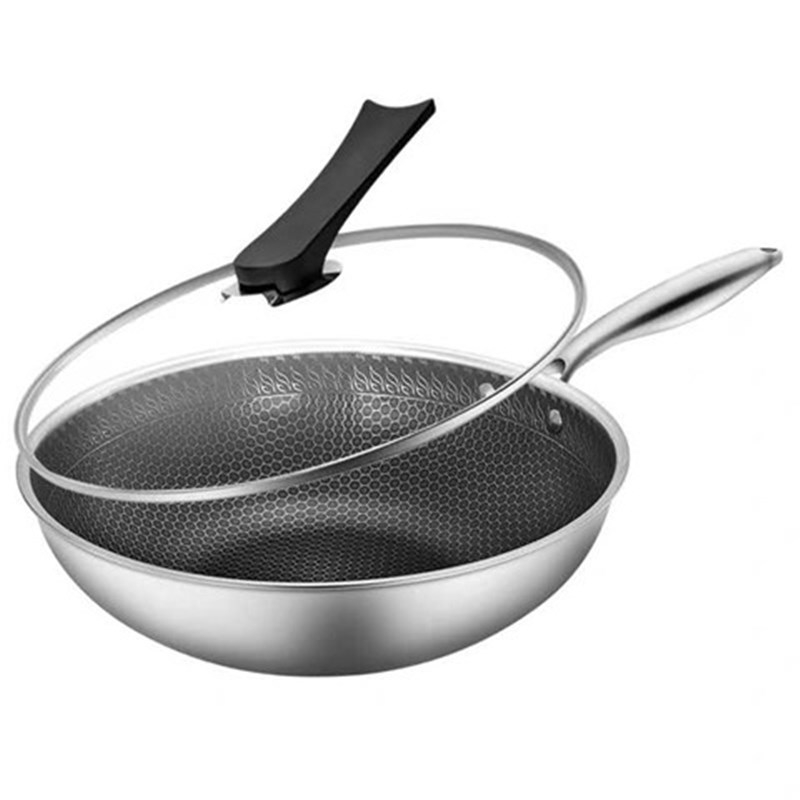 Zall roostevabast terasest nikerdatud kärgstruktuuriga mittenakkuva koduseks kasutamiseks mõeldud wok-elektromagnetiline gaasipliit universaalne tootja hulgimüük