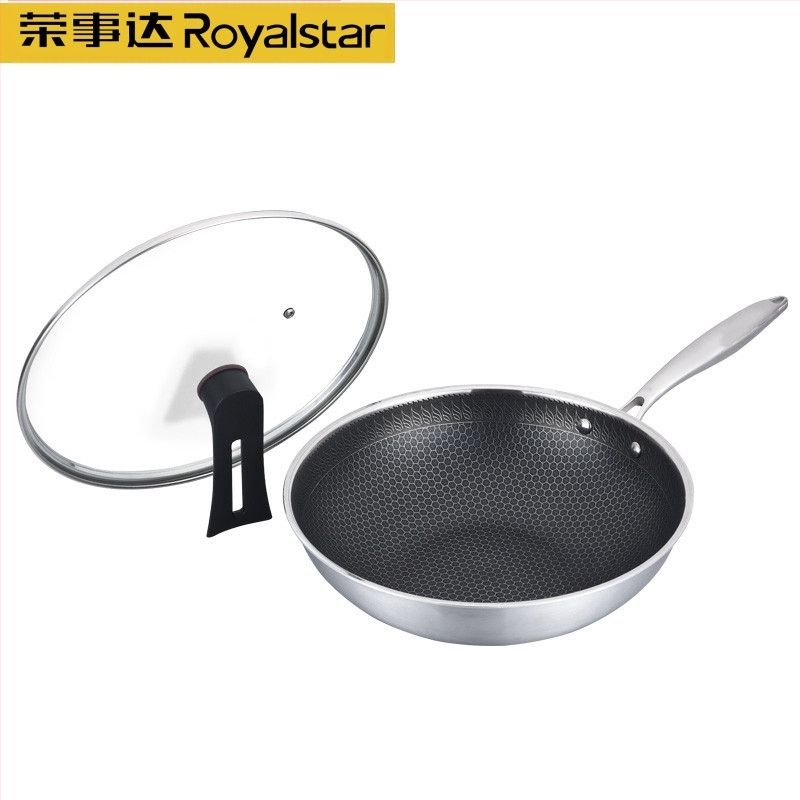 Zall roostevabast terasest nikerdatud kärgstruktuuriga mittenakkuva koduseks kasutamiseks mõeldud wok-elektromagnetiline gaasipliit universaalne tootja hulgimüük