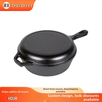 Ketaus puodas, sutirštintas dvigubos paskirties troškinys, lauko kepsninė, europinis puodas, elegantiškas neapdoroto ketaus puodas, troškinys, sriubos puodas, keptuvė