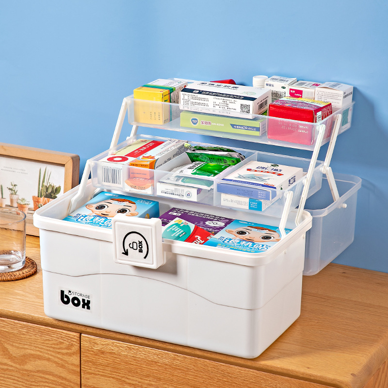 Medicinska kutija za pohranu, kutija za prvu pomoć, kutija za lijekove, kućanstvo velikog kapaciteta, višeslojna prijenosna kutija za pohranu lijekova za hitne slučajeve, kućanska kutija za lijekove