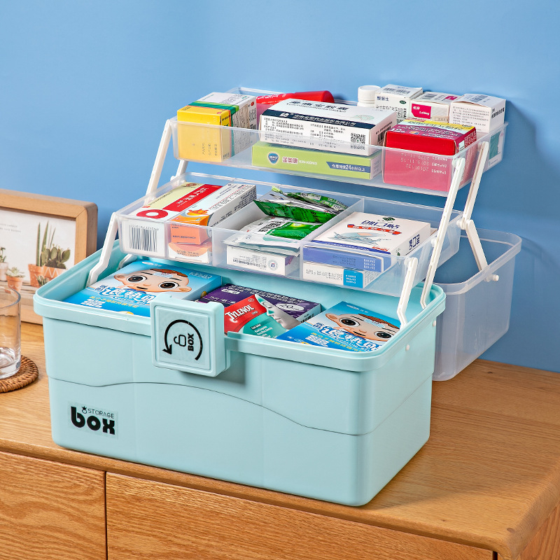 Medicinska kutija za pohranu, kutija za prvu pomoć, kutija za lijekove, kućanstvo velikog kapaciteta, višeslojna prijenosna kutija za pohranu lijekova za hitne slučajeve, kućanska kutija za lijekove