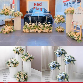 Automobilio pristatymo ceremonijos lango vestuvių dekoravimo stilius Dirbtinių gėlių dekoravimas Netikros gėlės 4s Parduotuvės pasveikinimas Kt prekės ženklo romėnų kolonų dekoravimas