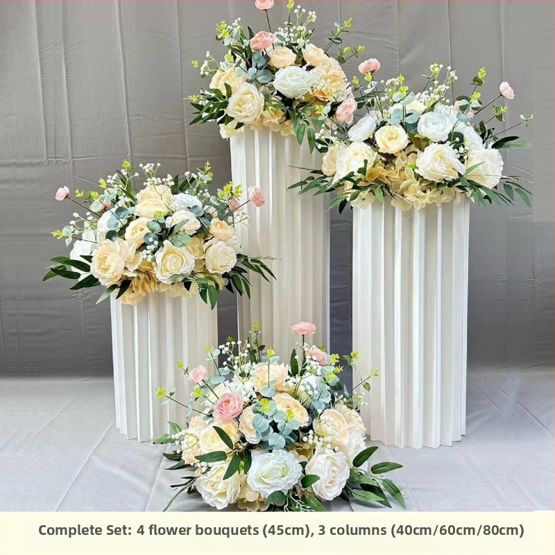 Automobilio pristatymo ceremonijos lango vestuvių dekoravimo stilius Dirbtinių gėlių dekoravimas Netikros gėlės 4s Parduotuvės pasveikinimas Kt prekės ženklo romėnų kolonų dekoravimas