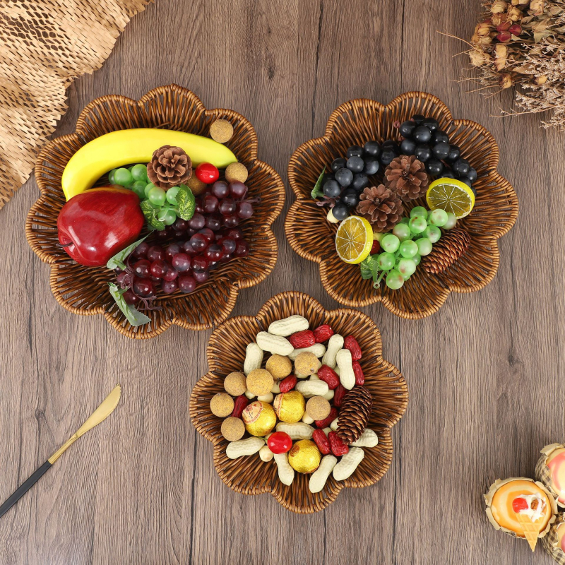 Svetainės namų imitacijos rotango rankomis austi laikymo krepšeliai saldainiams, užkandžiams, užkandžių padėklai vaisių krepšeliams, didmeninė prekyba