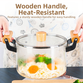 Puodas su dideliu borosilikato kiekiu, stiklinis puodas su dviguba rankena, sriubos puodas su atvira liepsna, troškinys, sriubos puodas namams, atsparus aukštai temperatūrai, elektrinė keraminė viryklė, garintuvas, indukcinė viryklė