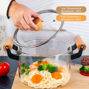 Puodas su dideliu borosilikato kiekiu, stiklinis puodas su dviguba rankena, sriubos puodas su atvira liepsna, troškinys, sriubos puodas namams, atsparus aukštai temperatūrai, elektrinė keraminė viryklė, garintuvas, indukcinė viryklė