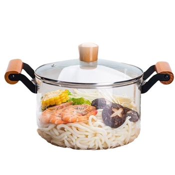 Puodas su dideliu borosilikato kiekiu, stiklinis puodas su dviguba rankena, sriubos puodas su atvira liepsna, troškinys, sriubos puodas namams, atsparus aukštai temperatūrai, elektrinė keraminė viryklė, garintuvas, indukcinė viryklė