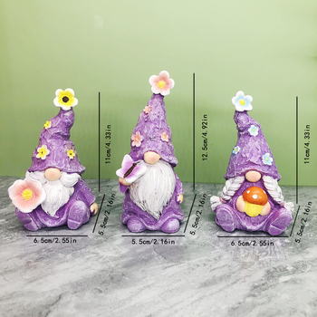 Nauji trijų dalių nykštukiniai sodo nykštukai iš amerikietiškos levandos, violetinės nykštukės, dervos amatų papuošalai, skirti pasienio rinkiniui