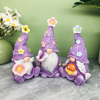 Nauji trijų dalių nykštukiniai sodo nykštukai iš amerikietiškos levandos, violetinės nykštukės, dervos amatų papuošalai, skirti pasienio rinkiniui