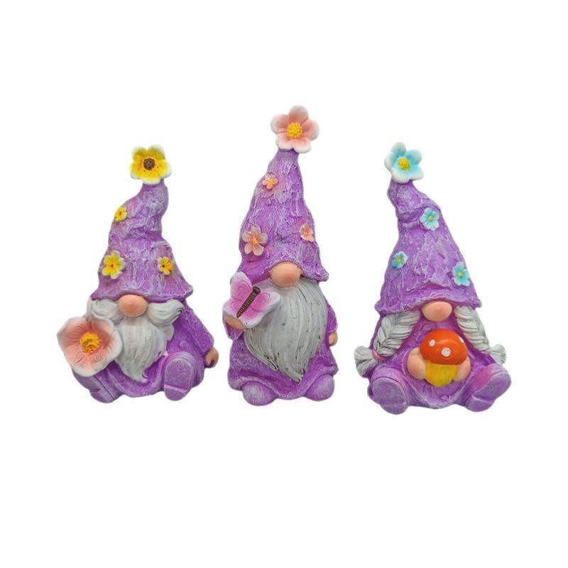 Nauji trijų dalių nykštukiniai sodo nykštukai iš amerikietiškos levandos, violetinės nykštukės, dervos amatų papuošalai, skirti pasienio rinkiniui