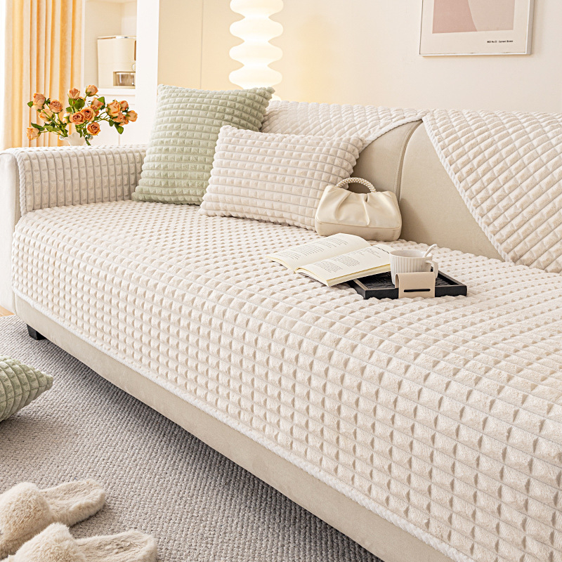 Jednobojni plišani jastuk za sofu 2024. Novi jesenski i zimski zadebljani protuklizni jastuk za sofu protiv ogrebotina od mačaka, navlaka za sofu