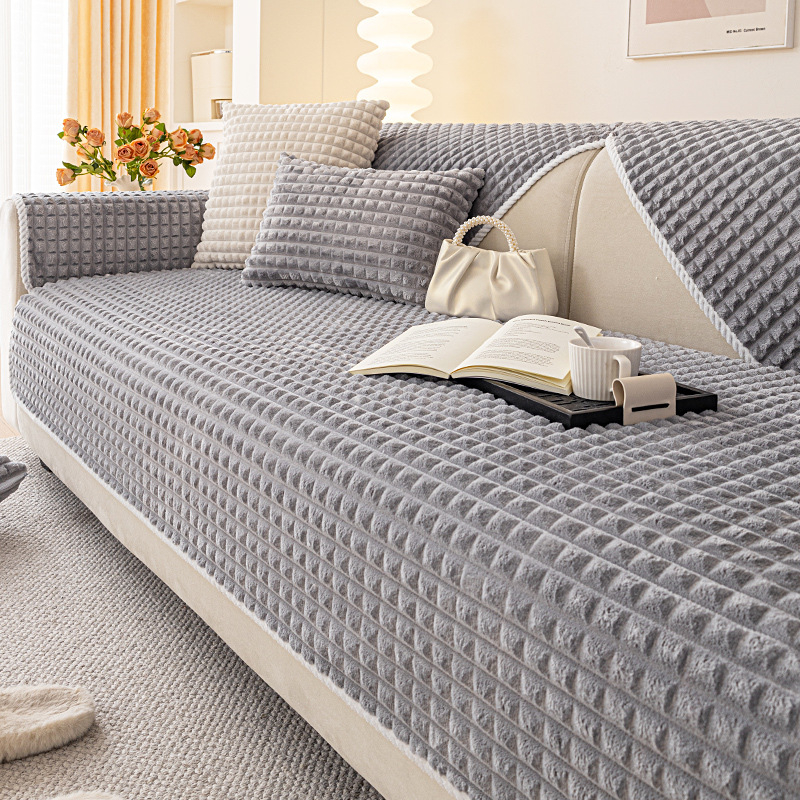 Jednobojni plišani jastuk za sofu 2024. Novi jesenski i zimski zadebljani protuklizni jastuk za sofu protiv ogrebotina od mačaka, navlaka za sofu