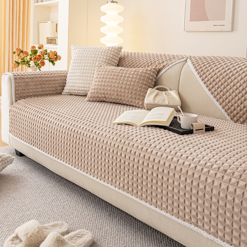 Jednobojni plišani jastuk za sofu 2024. Novi jesenski i zimski zadebljani protuklizni jastuk za sofu protiv ogrebotina od mačaka, navlaka za sofu