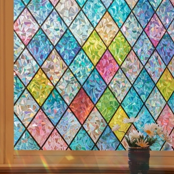 Piiriülene kuummüük 3D värviline laserklaasist kile tualettruumi vannitoale läbipaistev läbipaistmatu piilumisvastane klaasist kleebis