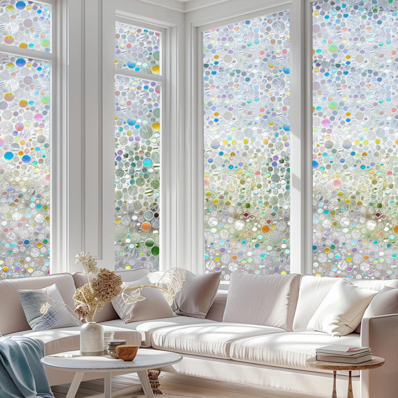 Piiriülene kuummüük 3D värviline laserklaasist kile tualettruumi vannitoale läbipaistev läbipaistmatu piilumisvastane klaasist kleebis